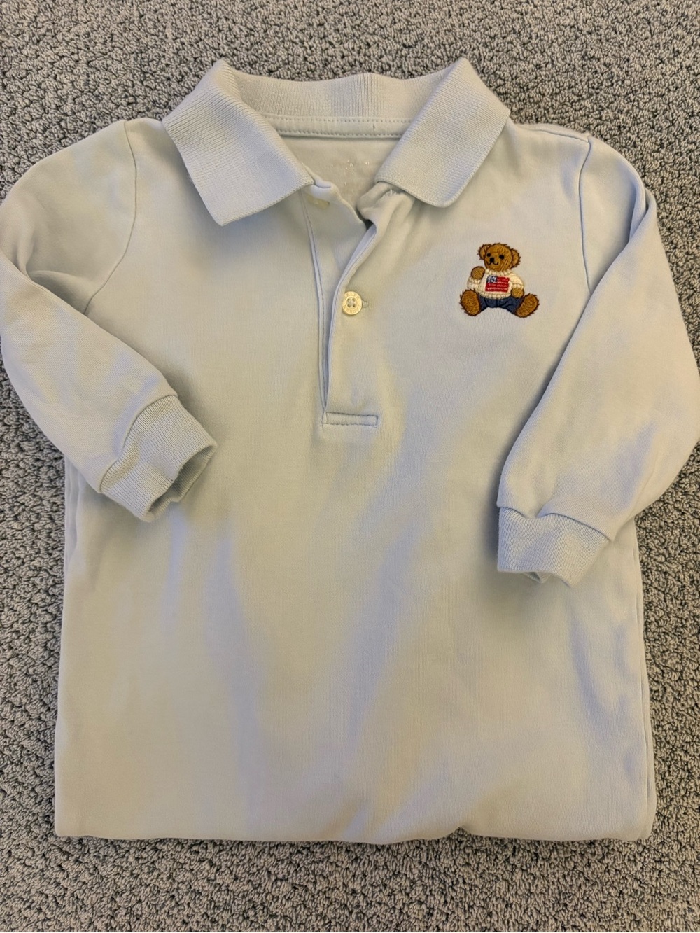 Light Blue Baby Polo Top with Bear Embroidery